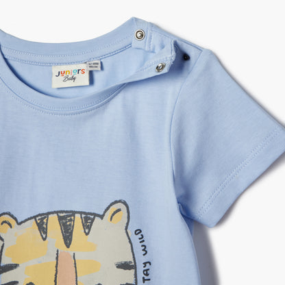 Juniors Tiger Print T-shirt with Short Sleeves