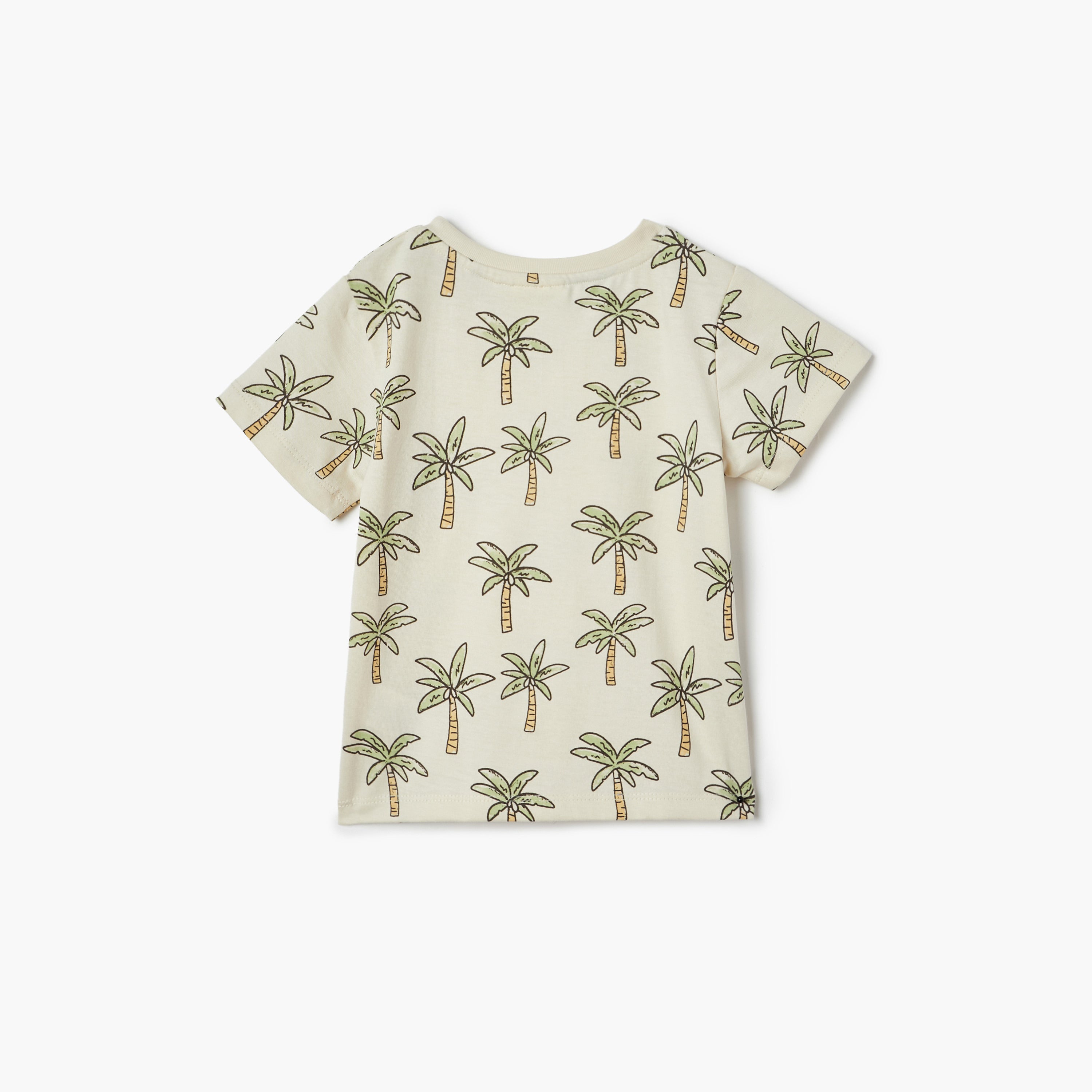 Juniors All-Over Palm Tree Print T-shirt with Short Sleeves