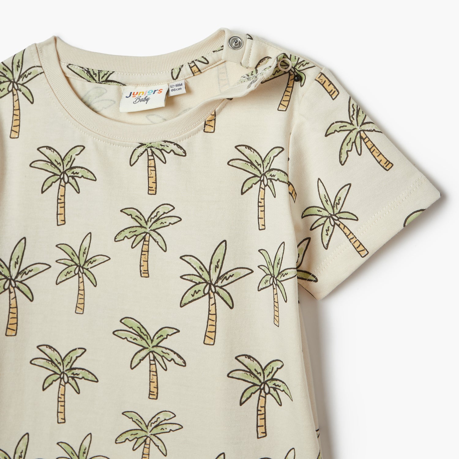 Juniors All-Over Palm Tree Print T-shirt with Short Sleeves