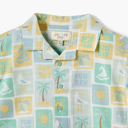 Juniors Printed Shirt with Short Sleeves