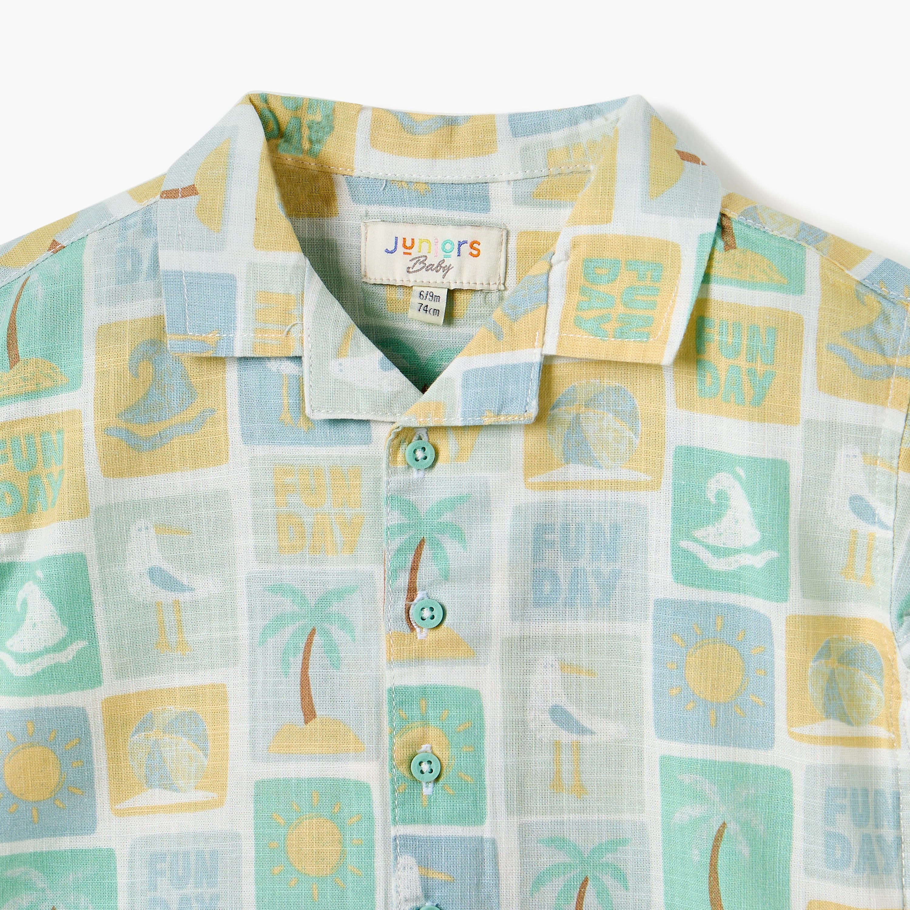 Juniors Printed Shirt with Short Sleeves