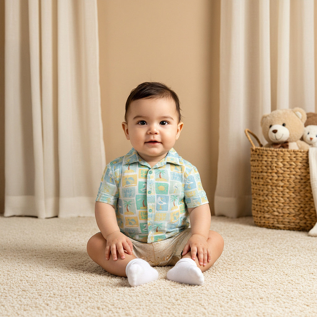 Juniors Printed Shirt with Short Sleeves