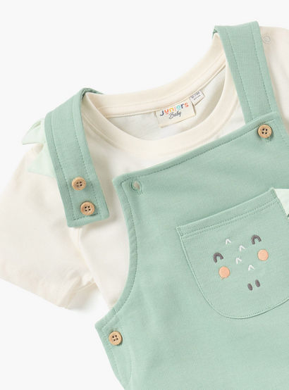 Juniors Applique Detail T-shirt and Dungarees Set-baby-boys-clothing-setsandcoords-image-4