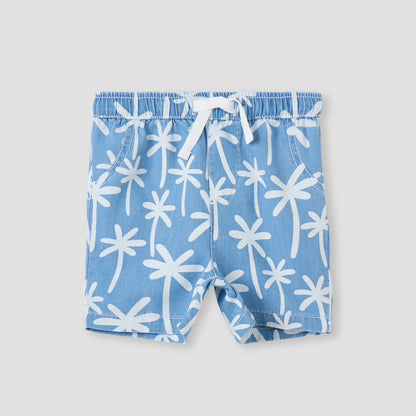 Juniors All-Over Palm Tree Print Shirt and Shorts Set