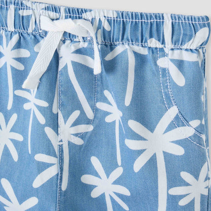 Juniors All-Over Palm Tree Print Shirt and Shorts Set