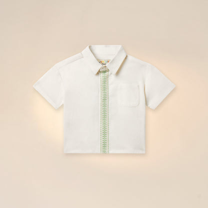 Juniors Embroidered Shirt with Short Sleeves