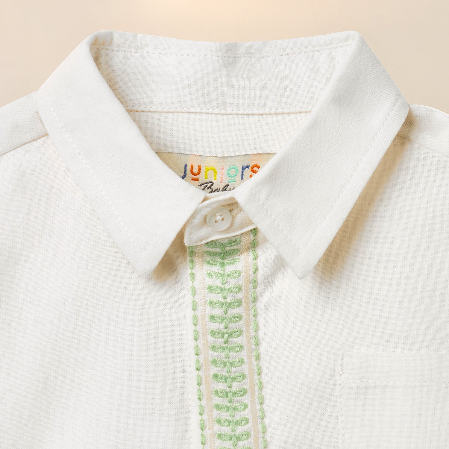 Juniors Embroidered Shirt with Short Sleeves