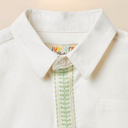Juniors Embroidered Shirt with Short Sleeves