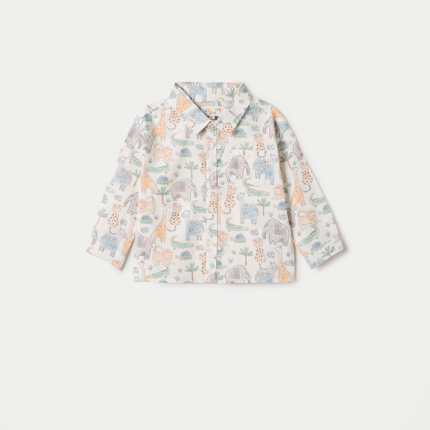 Juniors Printed Shirt with Long Sleeves - White / 12-18 mths