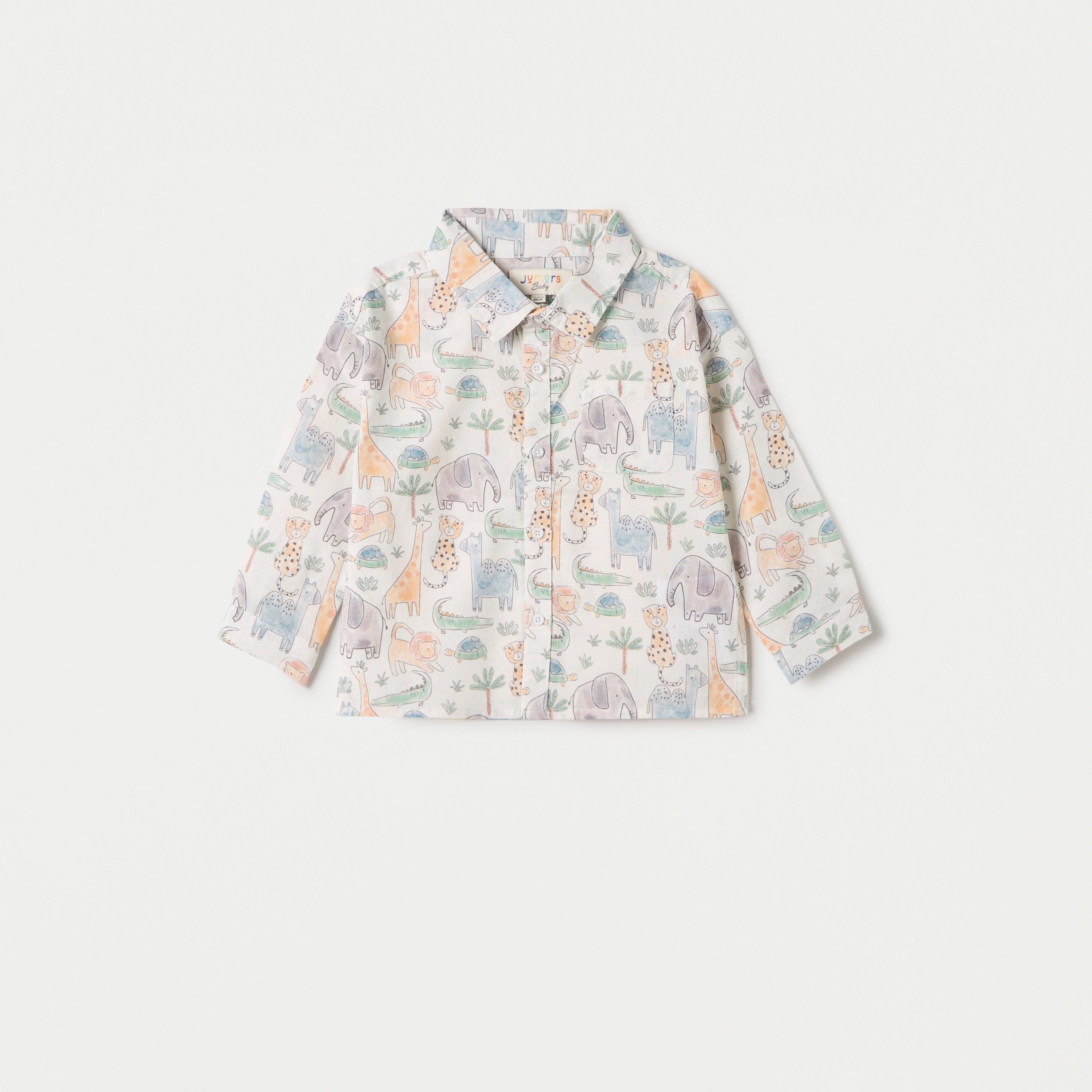 Juniors Printed Shirt with Long Sleeves - White / 12-18 mths