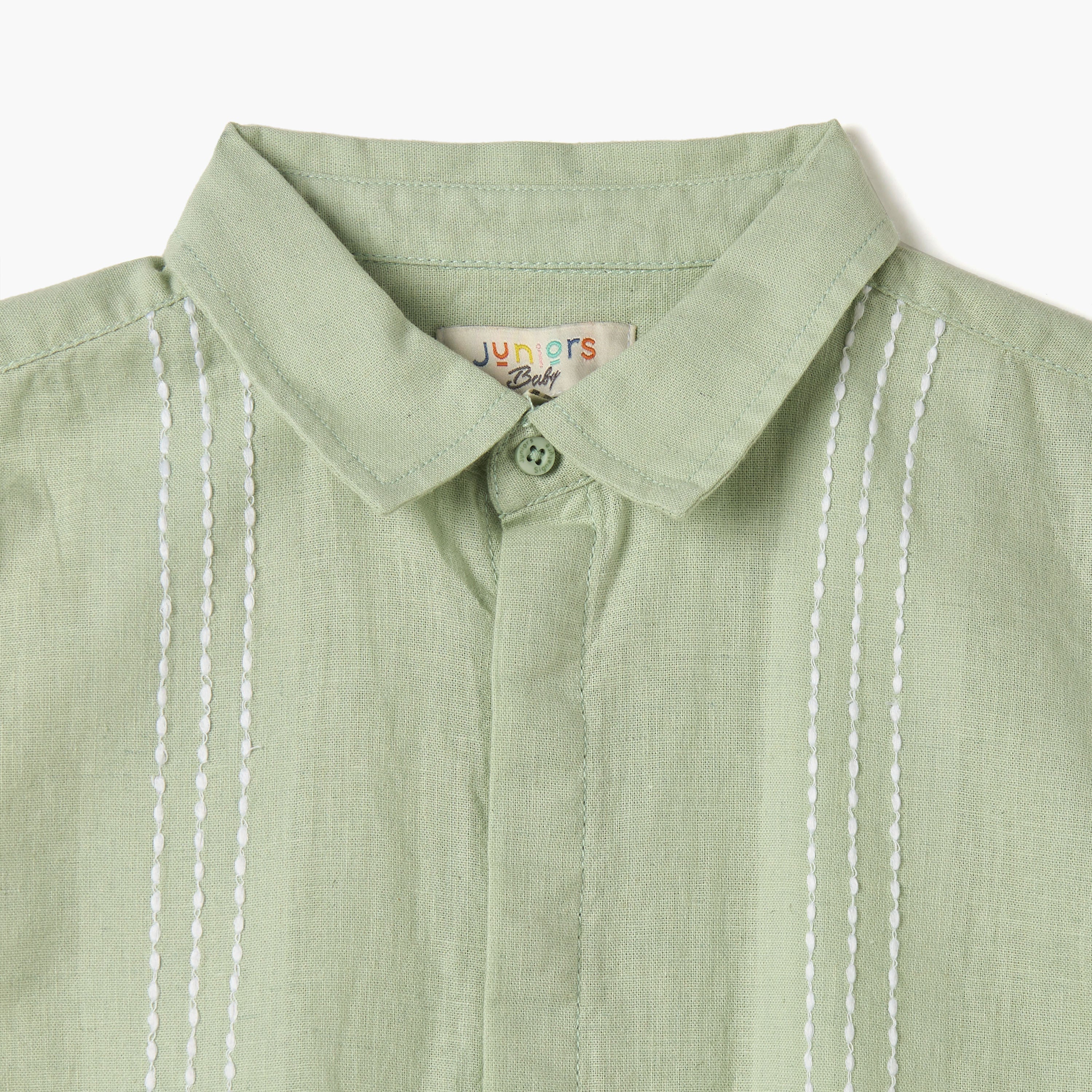 Juniors Stripe Detail Shirt with Short Sleeves