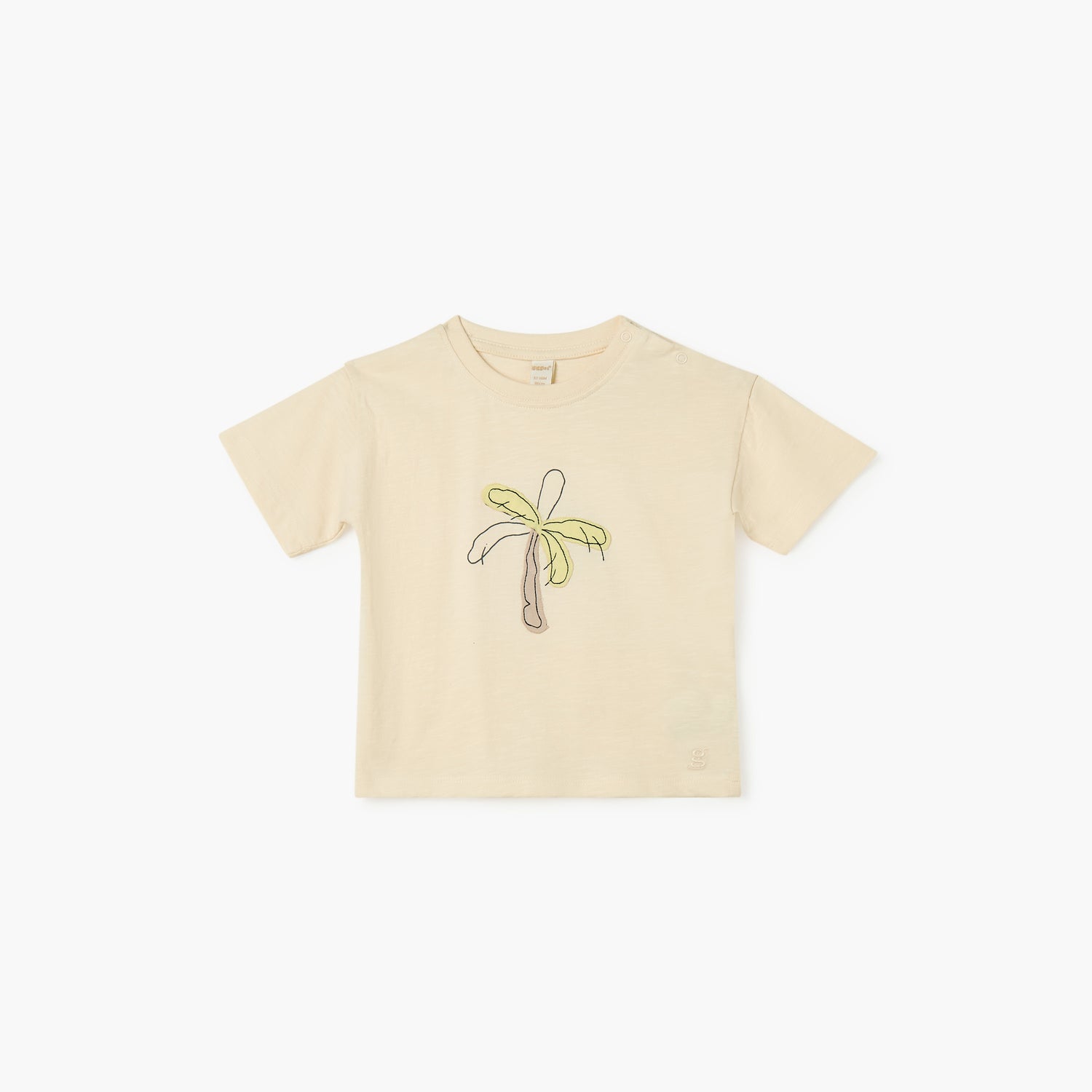 Giggles Tree Print T-shirt with Short Sleeves - Cream / 12-18 mths