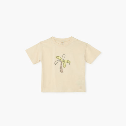 Giggles Tree Print T-shirt with Short Sleeves - Cream / 12-18 mths