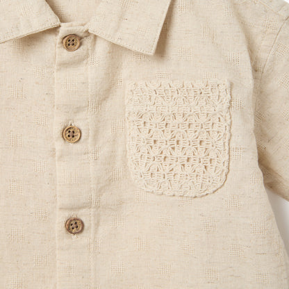 Giggles Textured Shirt with Crochet Pocket