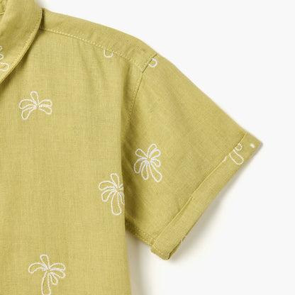 Juniors Embroidered Shirt with Short Sleeves