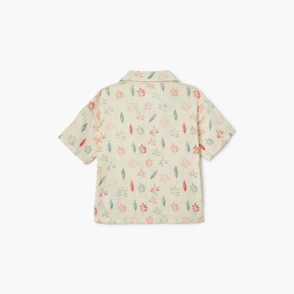 Giggles All-Over Print Shirt with Camp Collar and Short Sleeves