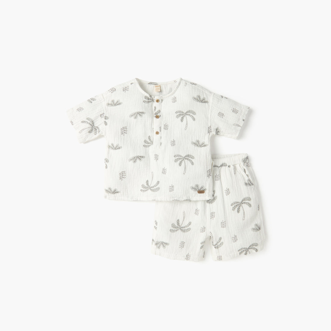 Giggles Printed T-shirt and Shorts Set - White / 18-24 mths