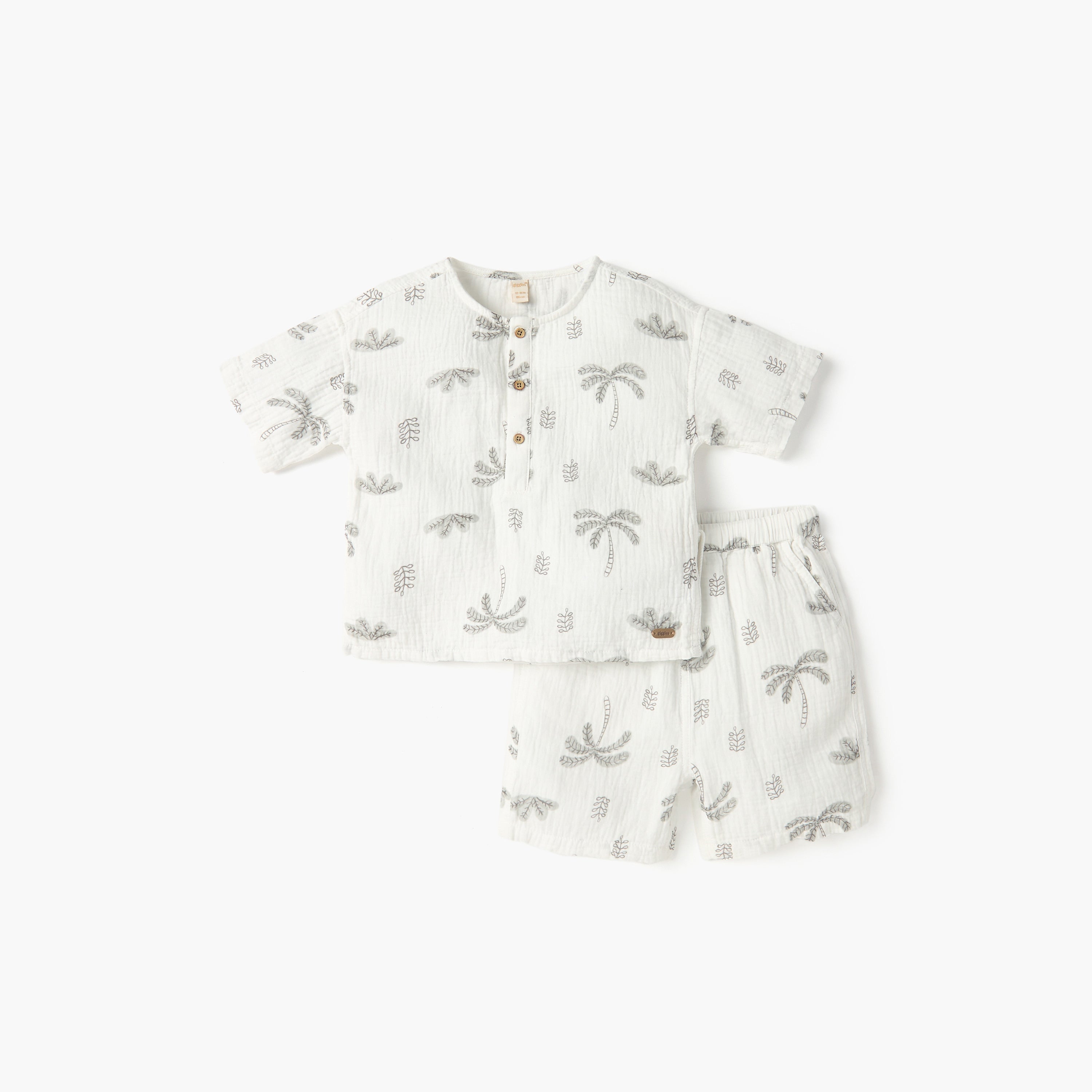 Giggles Printed T-shirt and Shorts Set - White / 18-24 mths