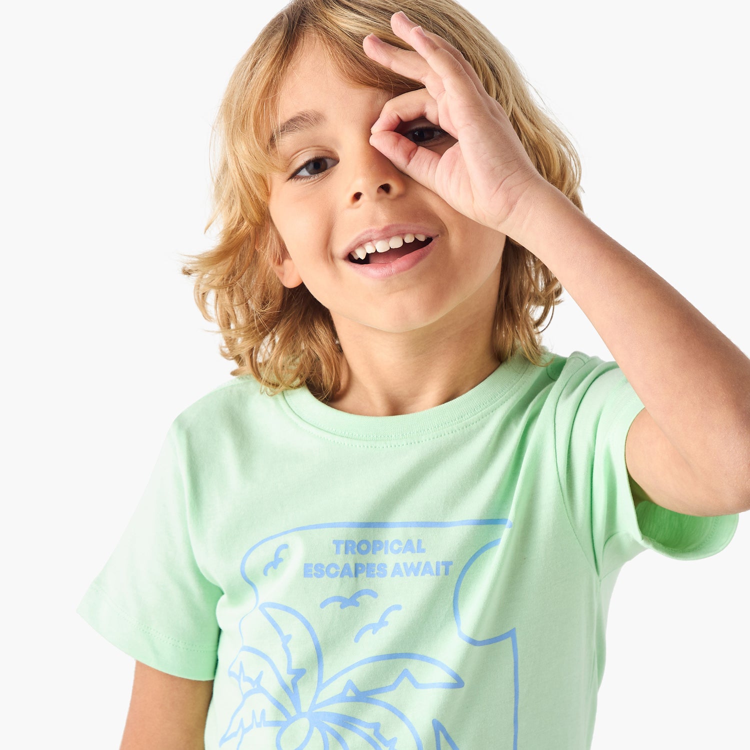 Juniors Tropical Print Crew Neck T-shirt - Set of 2