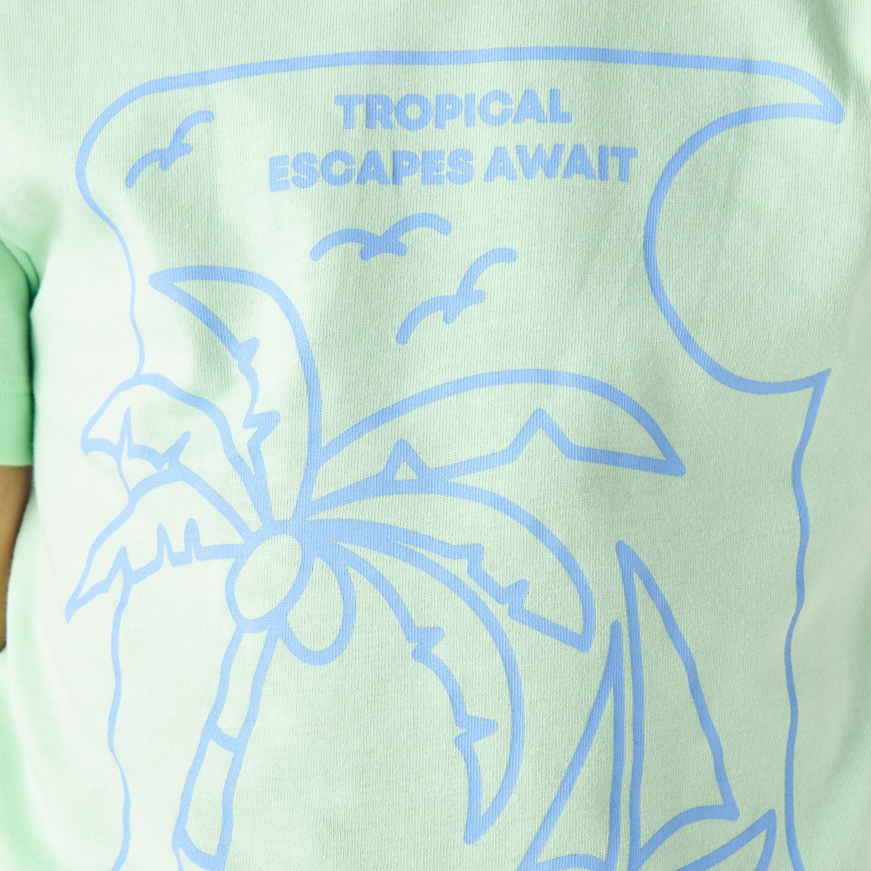 Juniors Tropical Print Crew Neck T-shirt - Set of 2