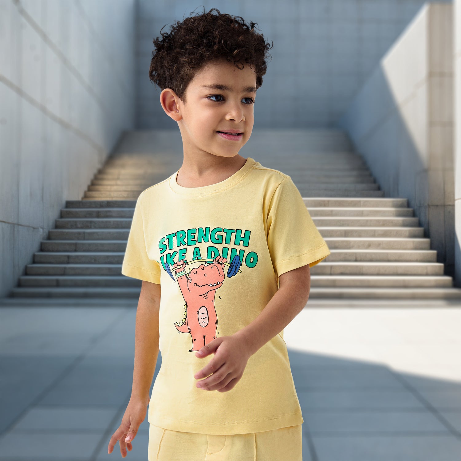 Juniors Dino Print Crew Neck T-shirt with Short Sleeves