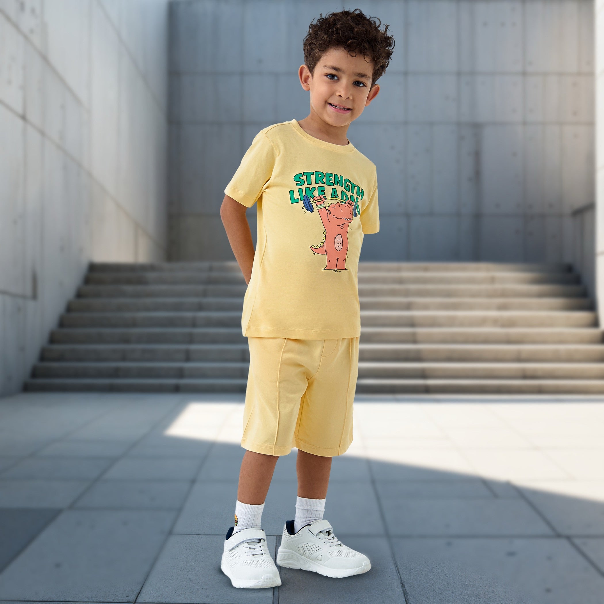Juniors Dino Print Crew Neck T-shirt with Short Sleeves