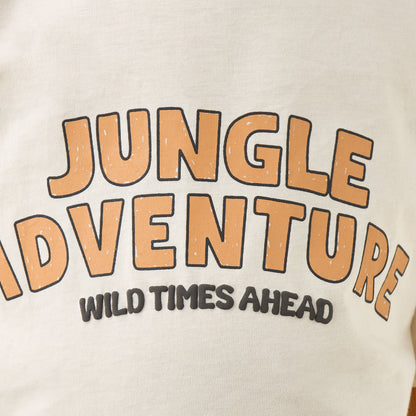 Juniors Graphic Print Crew Neck T-shirt with Short Sleeves