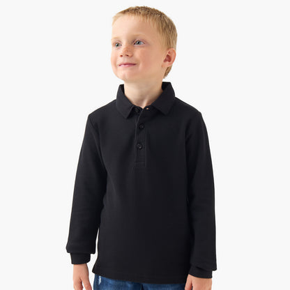 Juniors Collared Long Sleeves Polo T-shirt - Black / 1-2 yrs