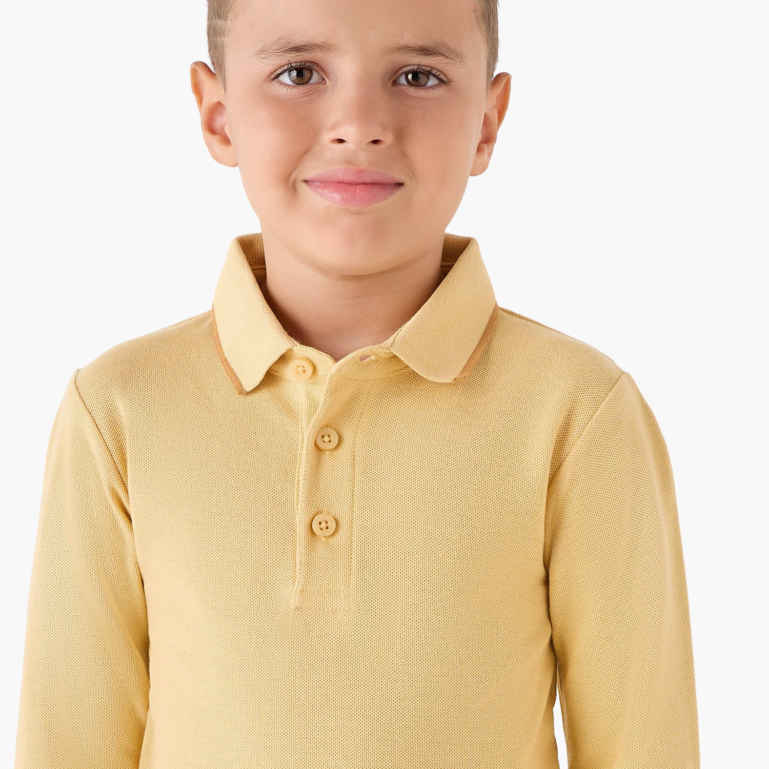 Juniors Collared Long Sleeves Polo T-shirt with Textured Design