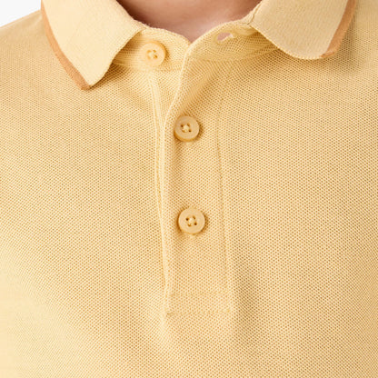 Juniors Collared Long Sleeves Polo T-shirt with Textured Design