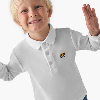Juniors Collared Long Sleeves Polo T-shirt with Textured Design