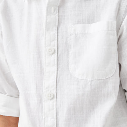 Juniors Solid Shirt with Button Closure and Long Sleeves