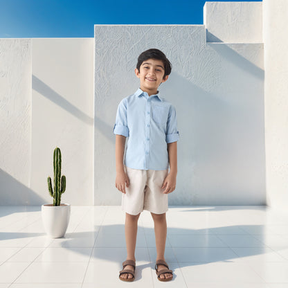 Juniors Solid Shirt with Button Closure and Long Sleeves