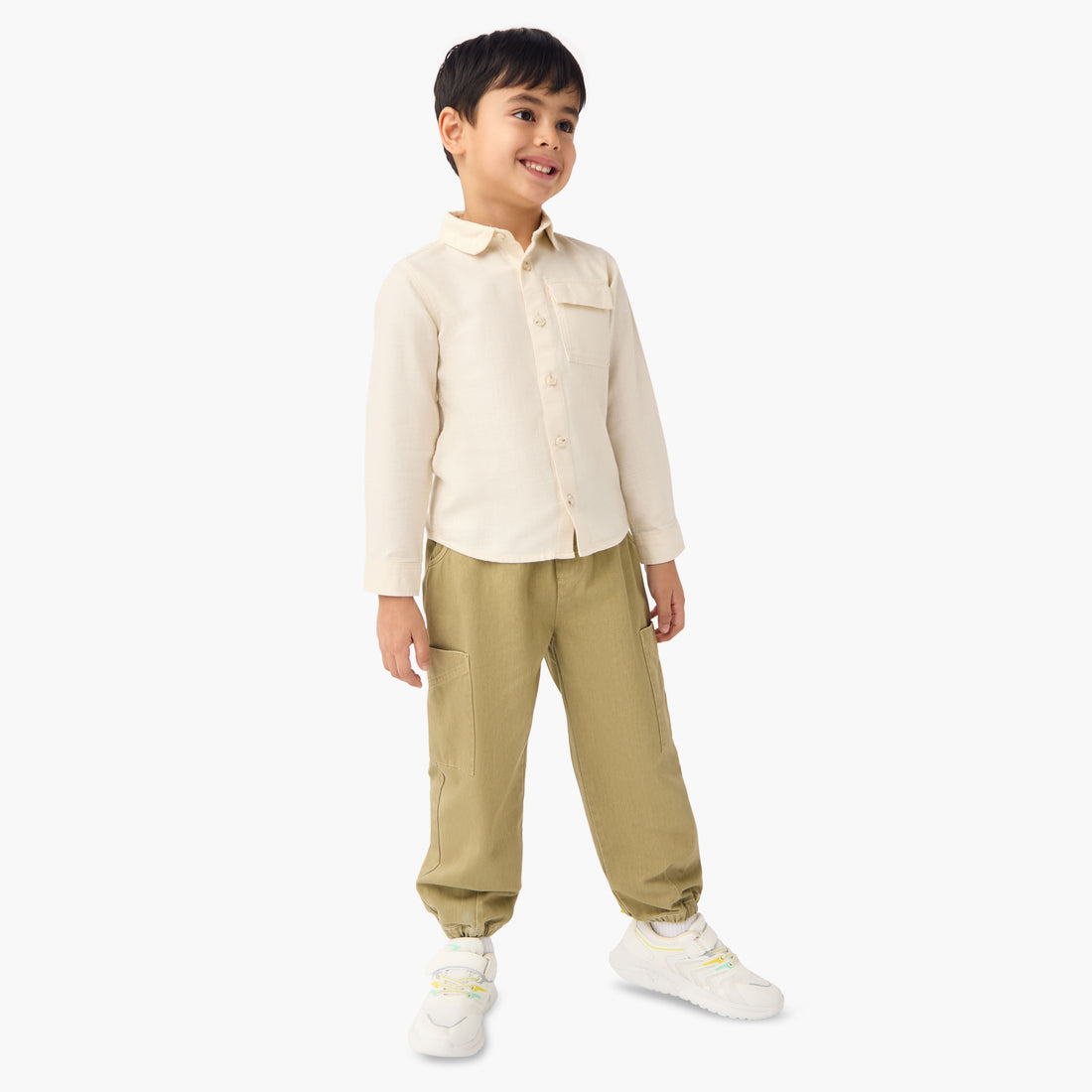 Juniors Textured Shirt with Long Sleeves and Chest Pocket