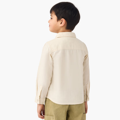 Juniors Textured Shirt with Long Sleeves and Chest Pocket