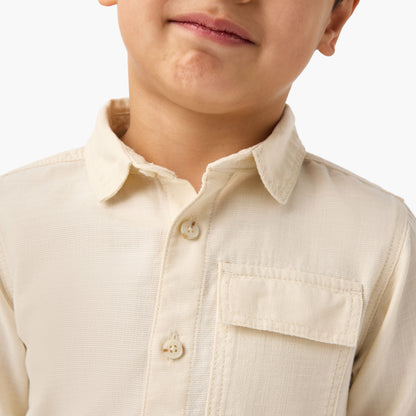 Juniors Textured Shirt with Long Sleeves and Chest Pocket