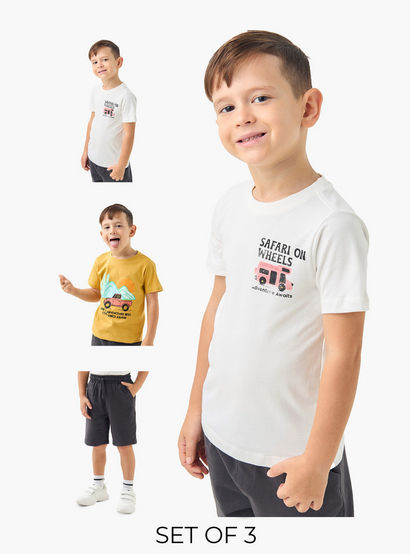 Juniors 3-Piece Printed T-shirt and Shorts Set-boys-clothing-setsandcoords-image-1