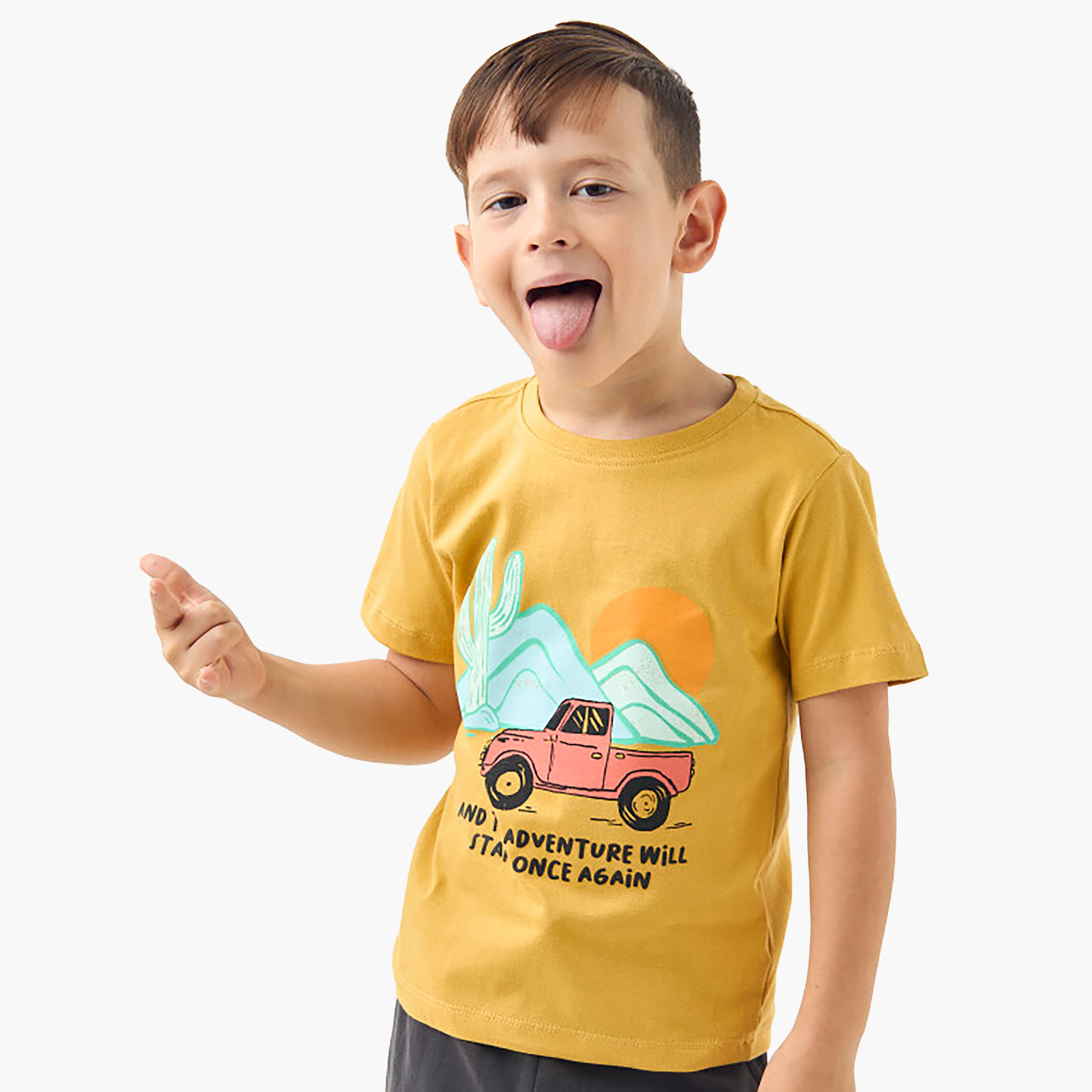 Juniors 3-Piece Printed T-shirt and Shorts Set