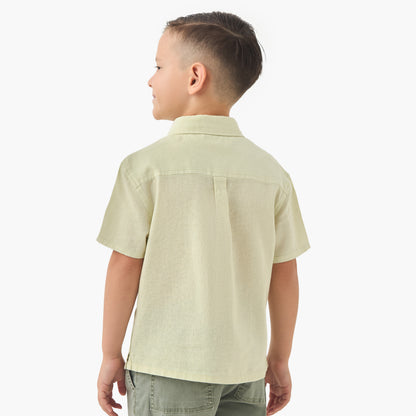 Juniors Solid Shirt with Short Sleeves and Chest Pocket