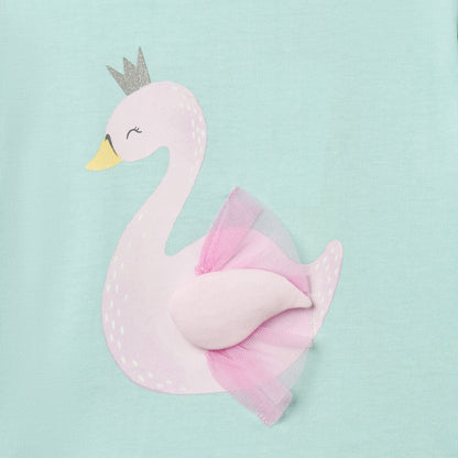 Juniors Swan Applique T-shirt with Short Sleeves