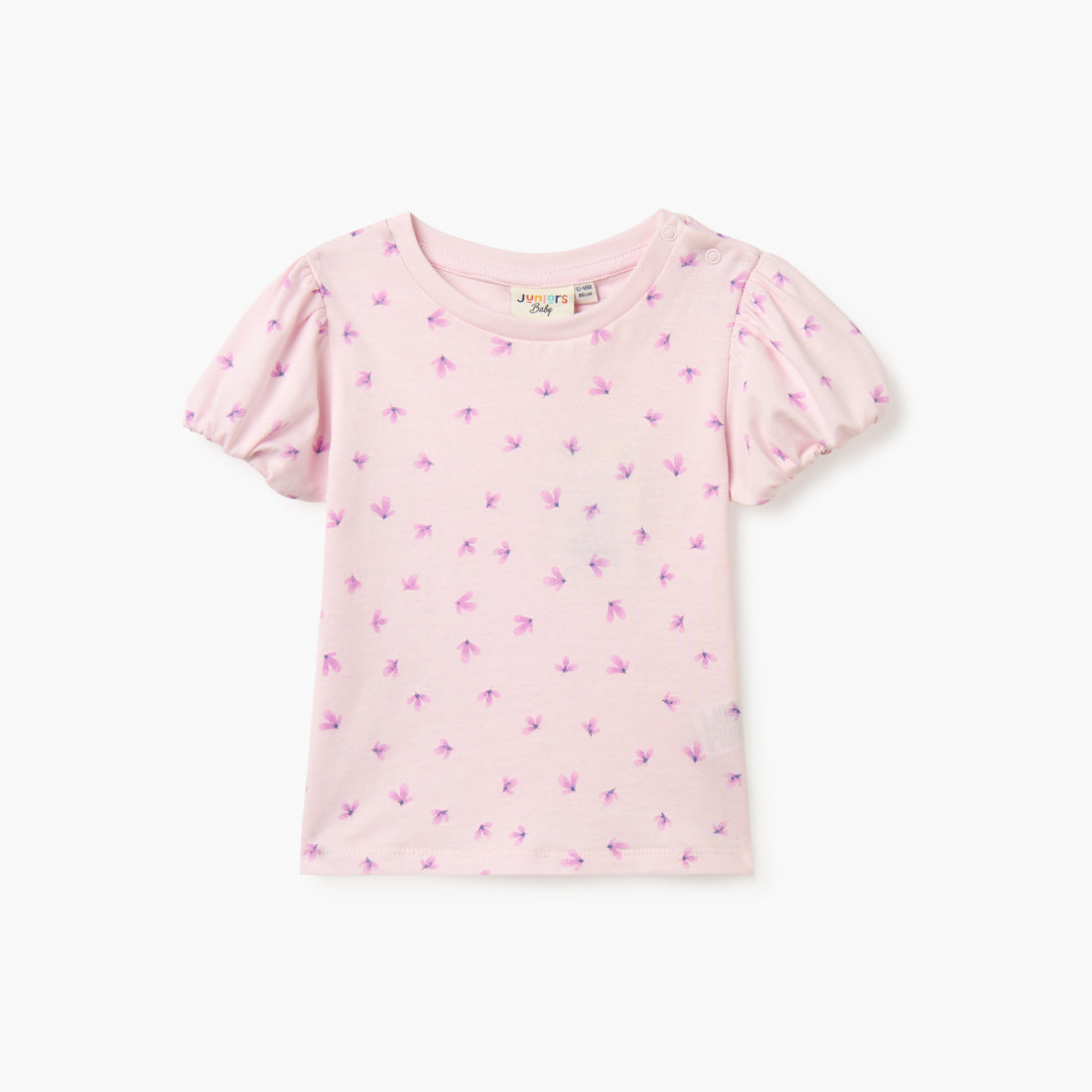 Juniors Printed T-shirt with Short Sleeves - Pink / 12-18 mths