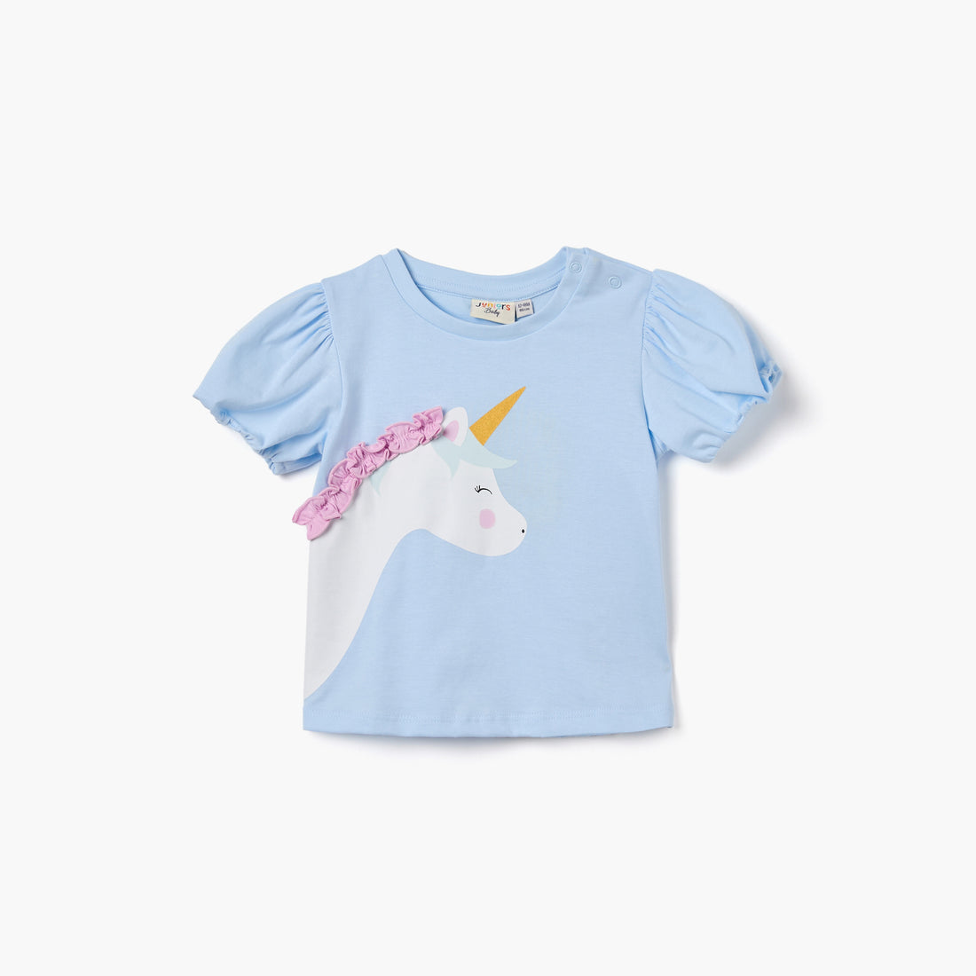 Juniors Unicorn Applique T-shirt with Puff Sleeves - Blue / 12-18 mths