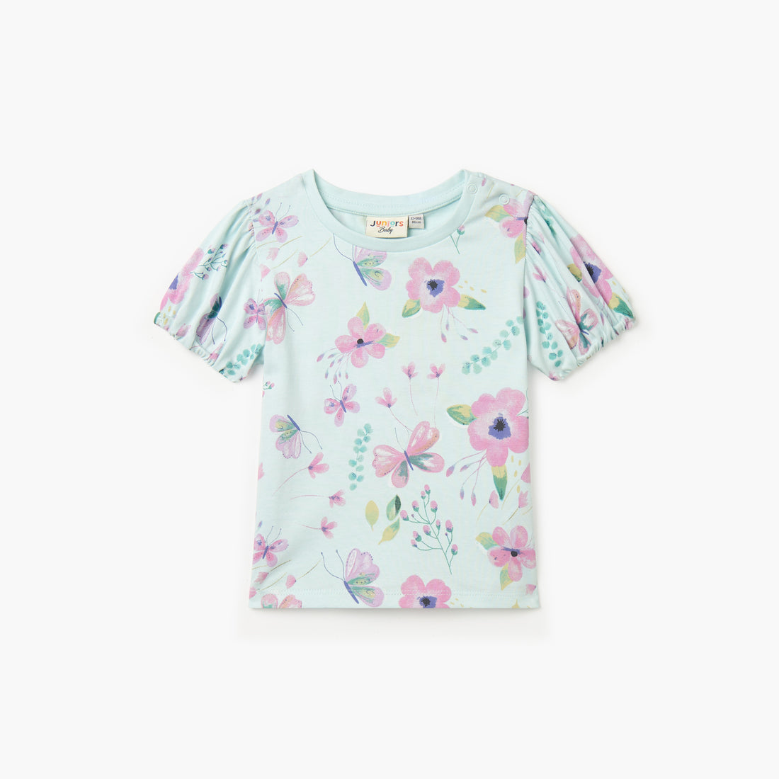 Juniors Printed T-shirt with Short Sleeves and Round Neck - Green / 12-18 mths