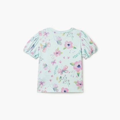 Juniors Printed T-shirt with Short Sleeves and Round Neck