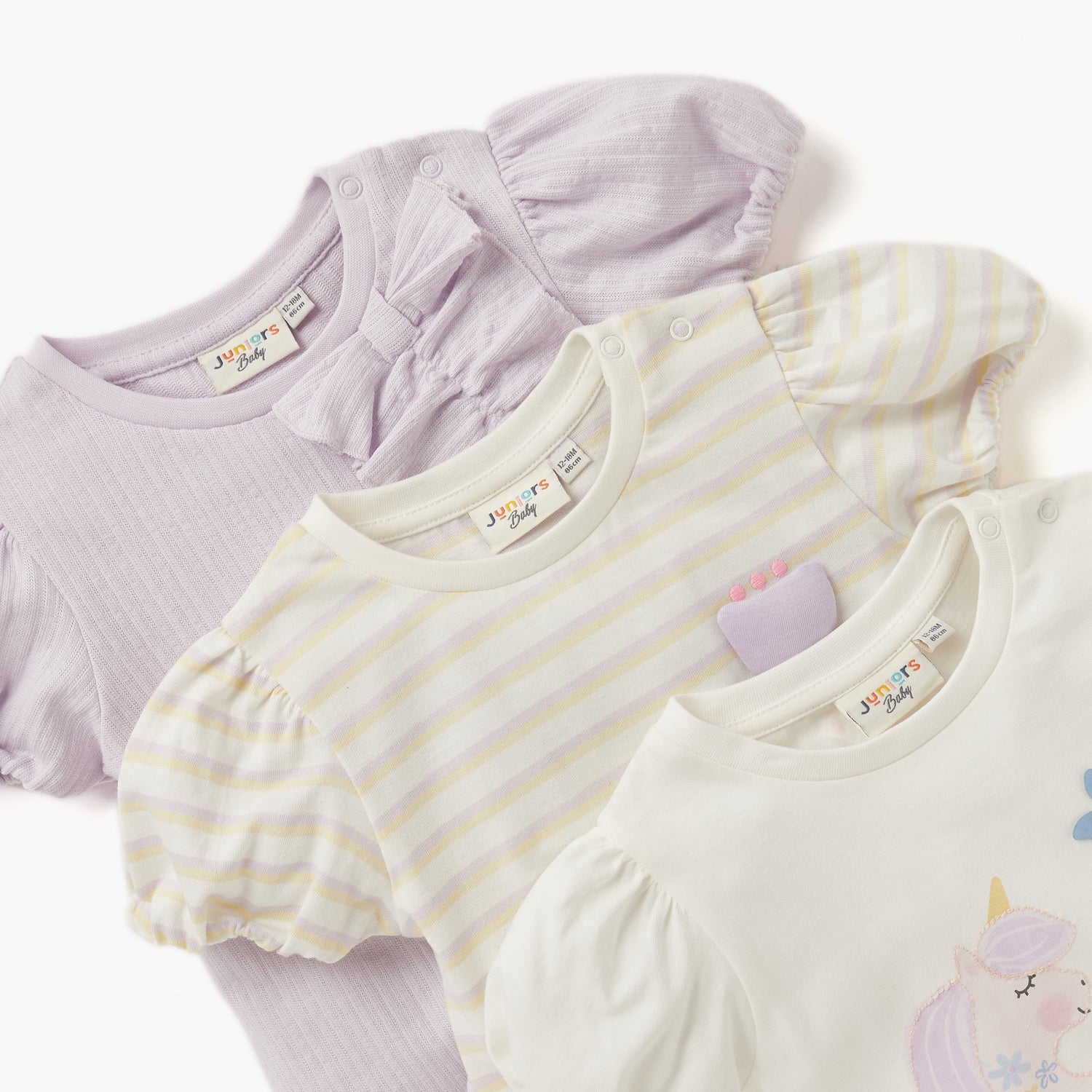 Juniors Assorted T-shirt with Puff Sleeves - Set of 3