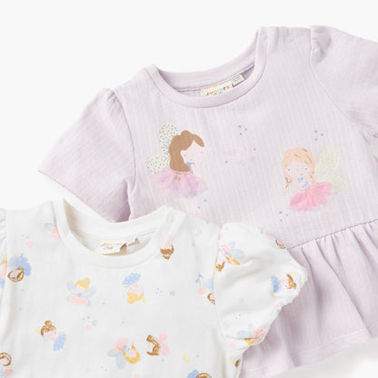 Juniors Fairy Print Top with Short Sleeves - Set of 2