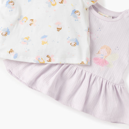 Juniors Fairy Print Top with Short Sleeves - Set of 2