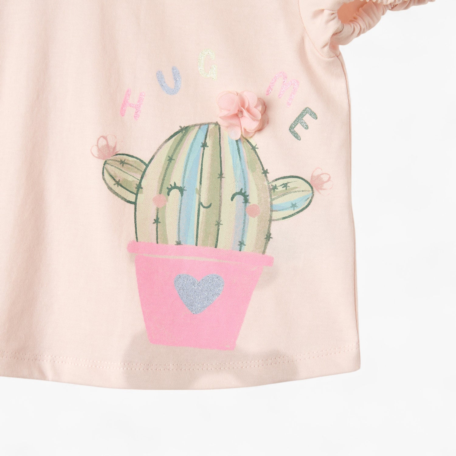 Juniors Cactus Print T-shirt with Short Sleeves