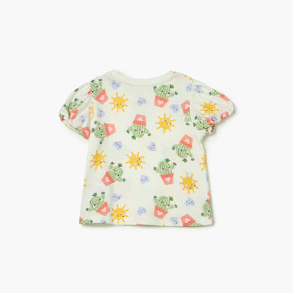 Juniors Printed T-shirt with Short Sleeves