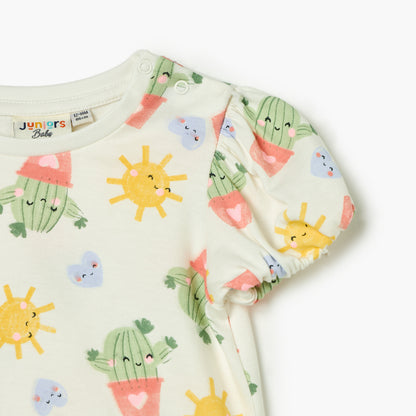 Juniors Printed T-shirt with Short Sleeves